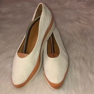 Coclico Perl Cream Textured Kidskin Suede Wedge,Size-41(US Size-10-10.5)